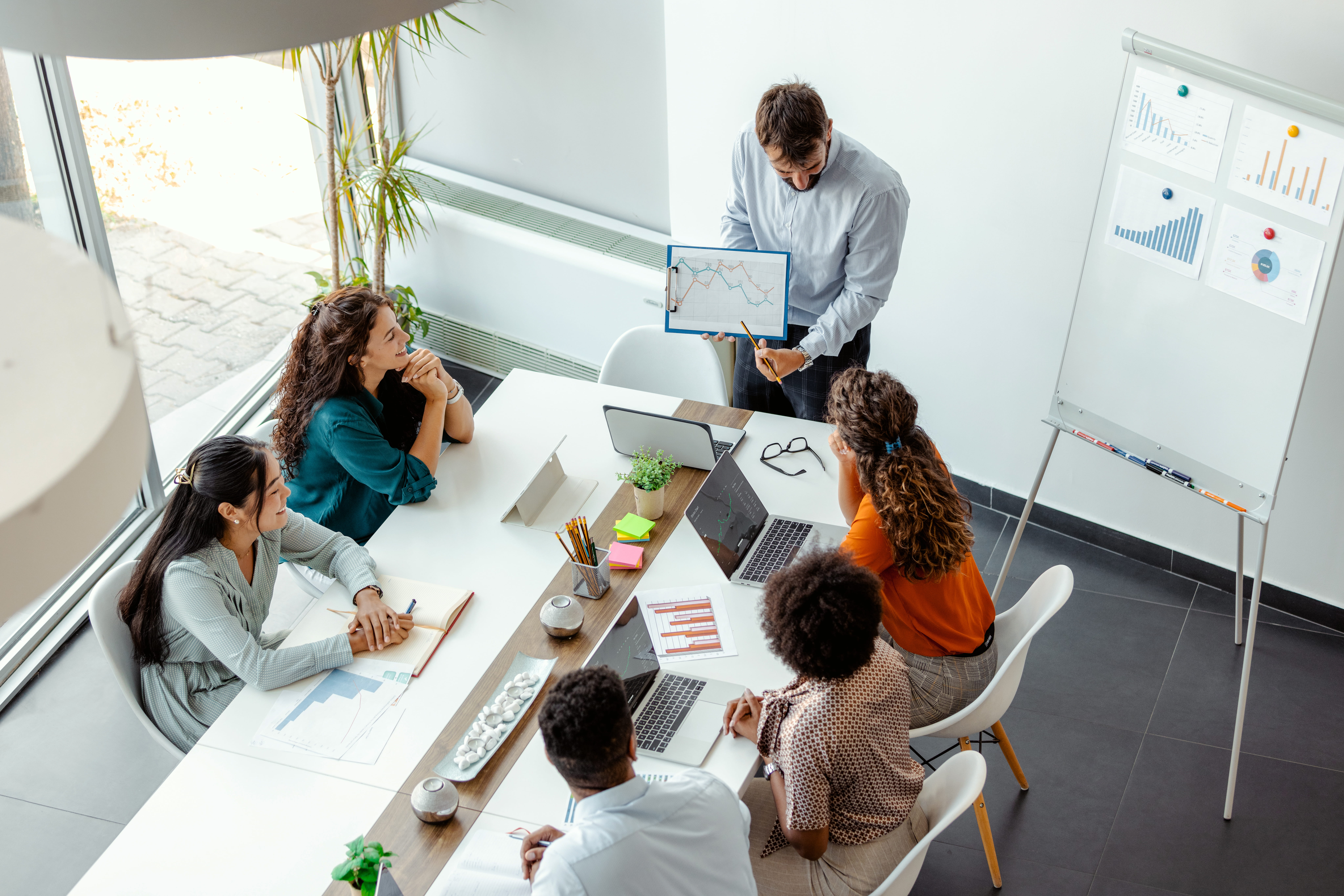 marketing team meeting in conference room