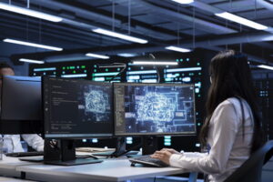 woman using AI on computer to add efficiency to her work