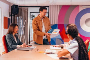 brand manager presenting to executives